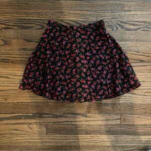 Art Class Girl's Floral Print Skirt Size M (8) Black